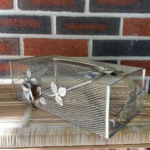 Vintage Brass Tissue Box Holder - Mid Century Hollywood Regency